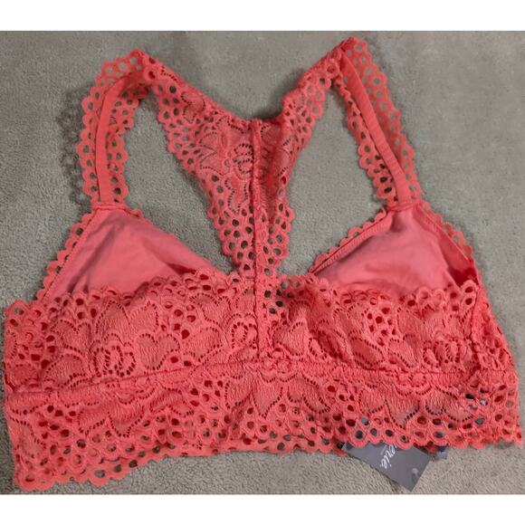 Aerie Womens Lace Bra Bralette L LG Large Pullover New Tag 26.95 Racerback Peach - Picture 2 of 4